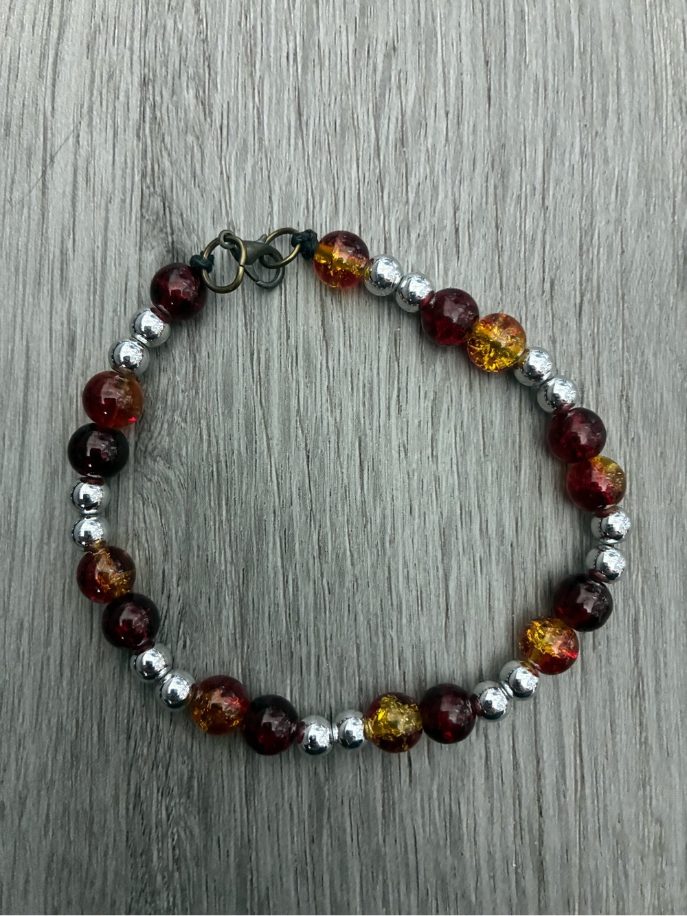Women's Amber and Silver Beaded Bracelet